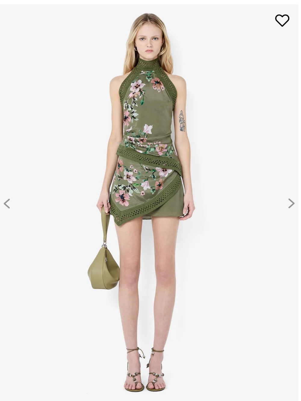 Bec + Bridge Camelia SET (mini skirt and halter racer top) in Olive Green Floral